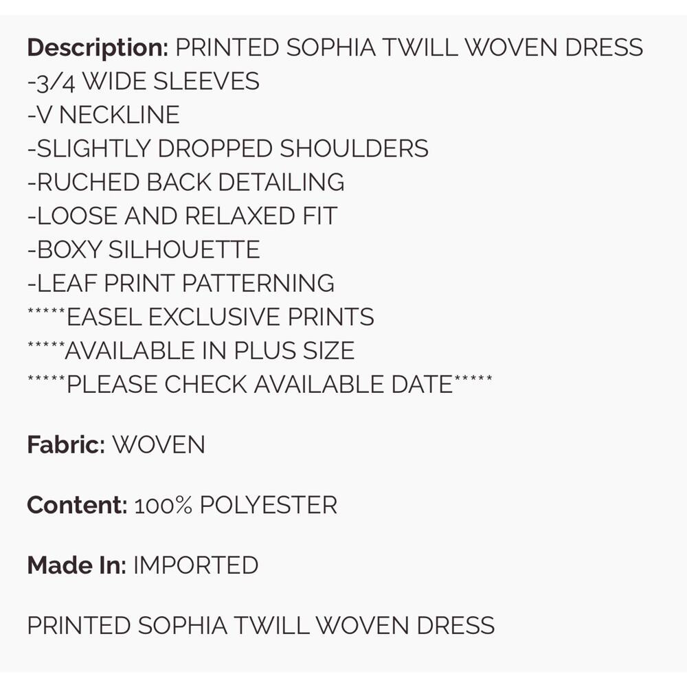 Easel - Printed Sophia Twill Woven Dress - Medium - Picture 5 of 5